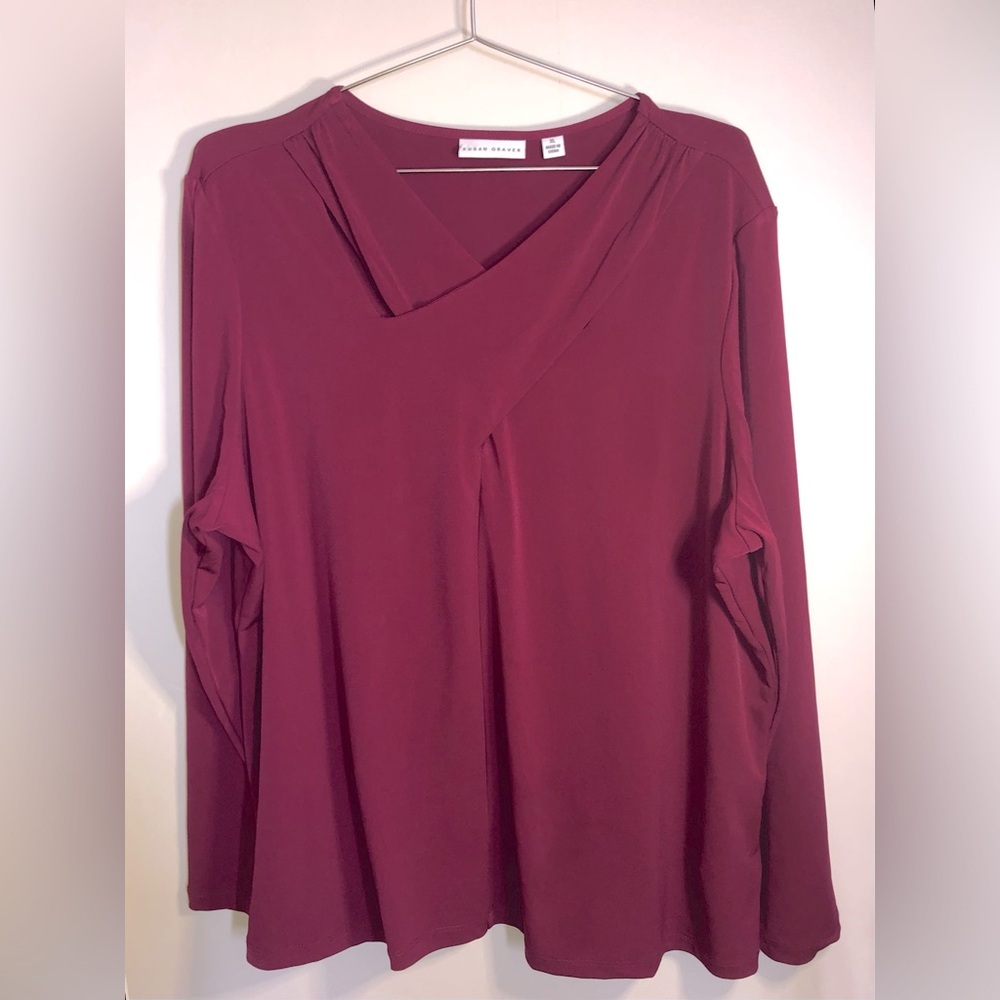 Susan Graver Red Maroon Women's Criss Cross Top